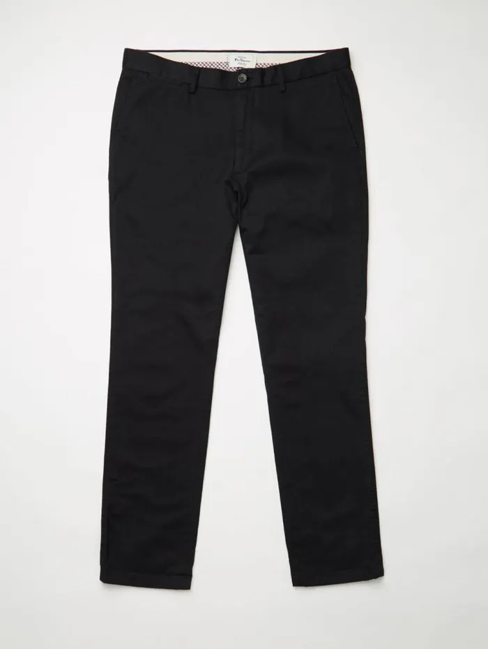Men Ben Sherman Pants and Chinos Signature Slim Stretch Chino Pant 8211 Black