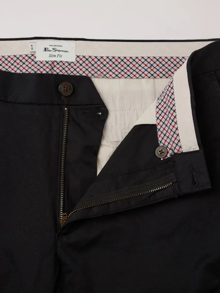 Men Ben Sherman Pants and Chinos Signature Slim Stretch Chino Pant 8211 Black