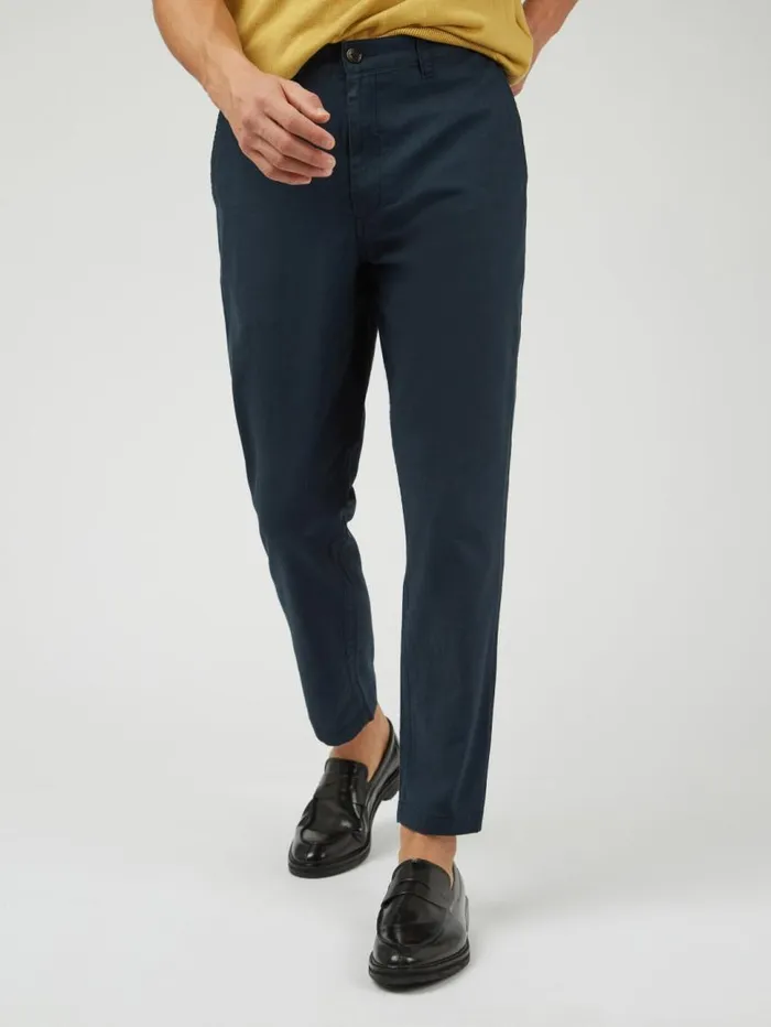 Men Ben Sherman Pants and Chinos Signature Slim Taper Linen Trousers 8211 Midnight Men Ben Sherman Pants and Chinos Signature Slim Taper Linen Trousers 8211 Midnight