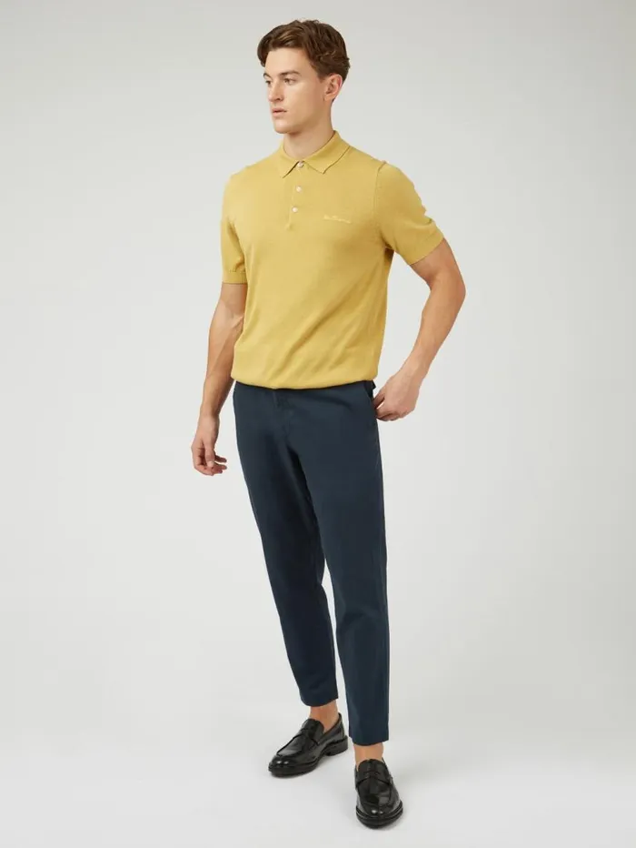 Men Ben Sherman Pants and Chinos Signature Slim Taper Linen Trousers 8211 Midnight