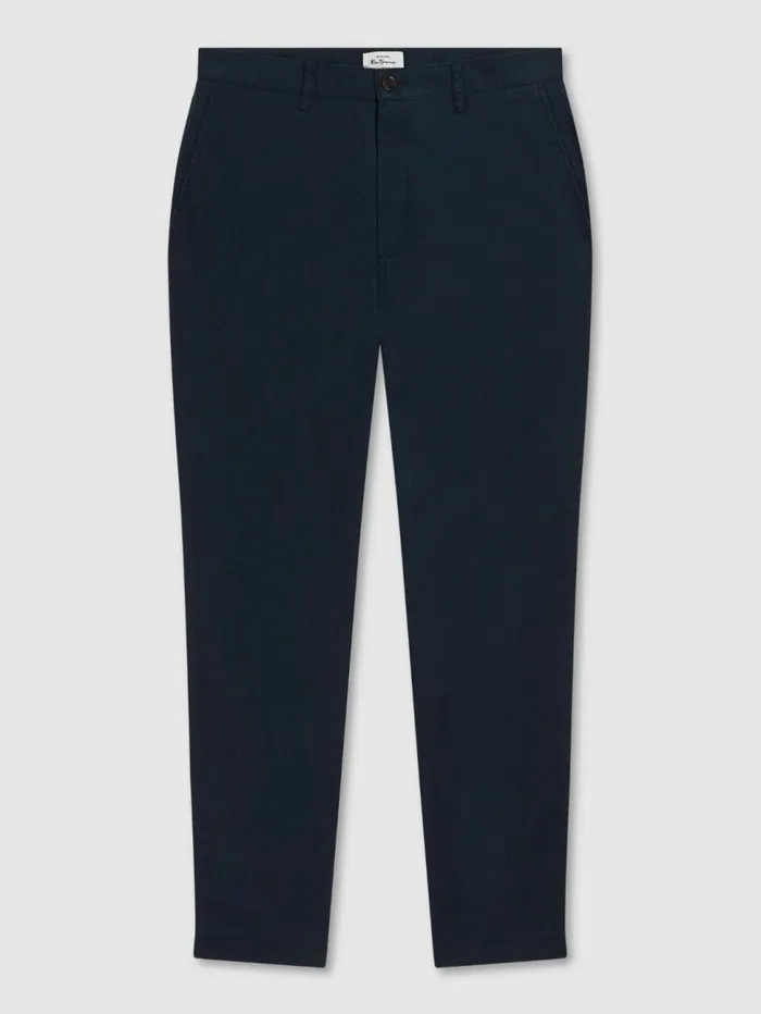 Men Ben Sherman Pants and Chinos Signature Slim Taper Linen Trousers 8211 Midnight