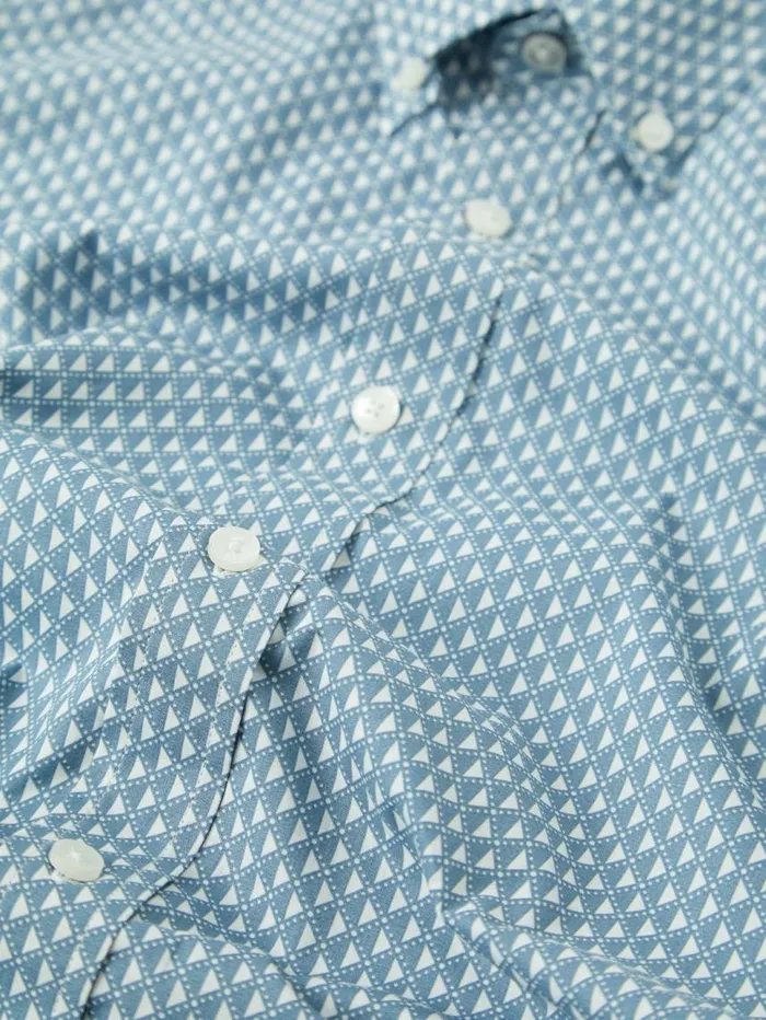 Men Ben Sherman Short Sleeve Shirts Geo Spot Print Shirt 8211 Blue Shadow