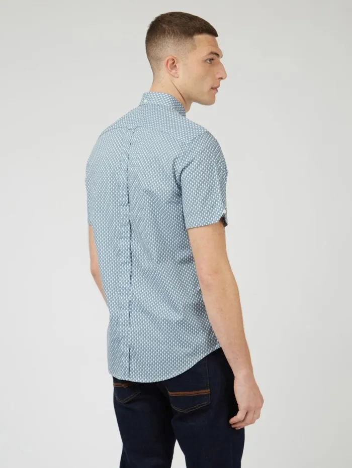 Men Ben Sherman Short Sleeve Shirts Geo Spot Print Shirt 8211 Blue Shadow Men Ben Sherman Short Sleeve Shirts Geo Spot Print Shirt 8211 Blue Shadow