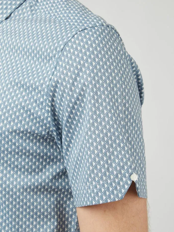 Men Ben Sherman Short Sleeve Shirts Geo Spot Print Shirt 8211 Blue Shadow Men Ben Sherman Short Sleeve Shirts Geo Spot Print Shirt 8211 Blue Shadow
