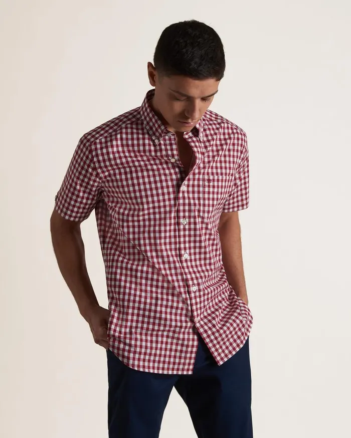 Men Ben Sherman Short Sleeve Shirts Short Sleeve House Poplin Gingham Shirt 8211 Merlot Men Ben Sherman Short Sleeve Shirts Short Sleeve House Poplin Gingham Shirt 8211 Merlot