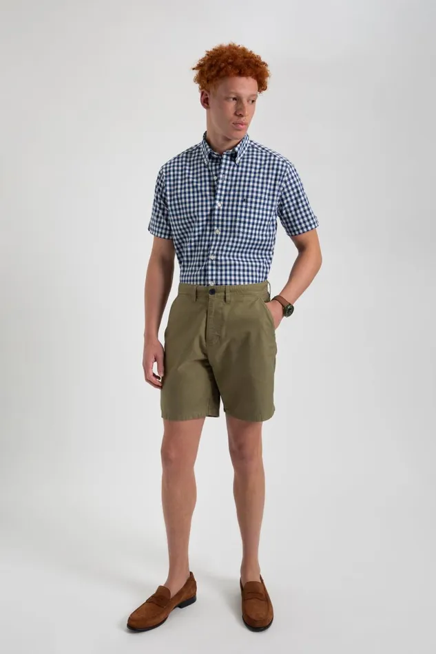 Men Ben Sherman Shorts Beatnik Oxford Garment Dye Slim Short 8211 Light Olive