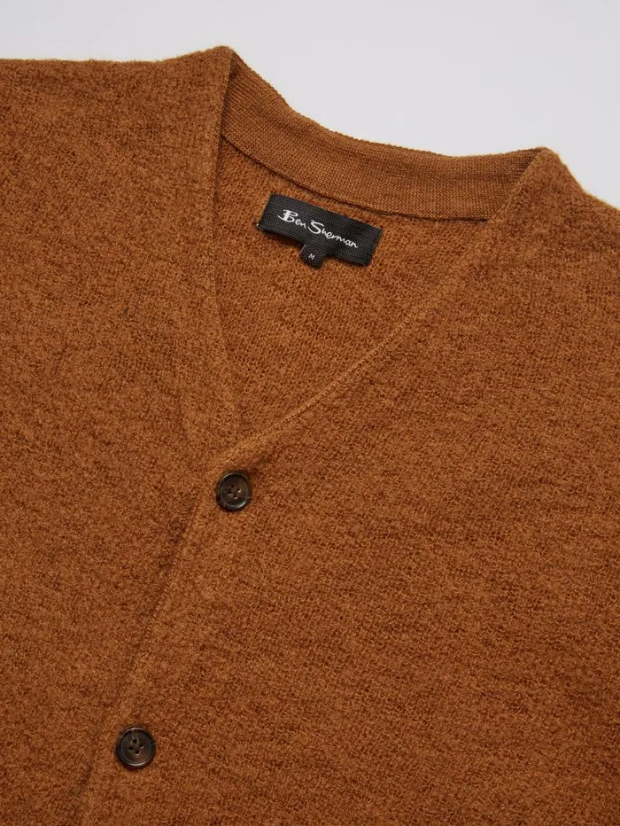 Men Ben Sherman Sweaters and Knits B By Textured Knit Cardigan 8211 Ginger