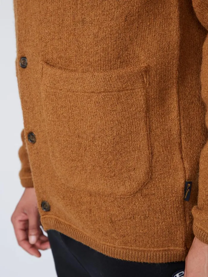 Men Ben Sherman Sweaters and Knits B By Textured Knit Cardigan 8211 Ginger