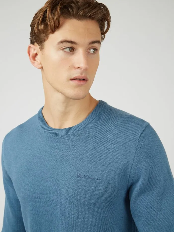 Men Ben Sherman Sweaters and Knits Signature Knit Crewneck 8211 Blue Shadow