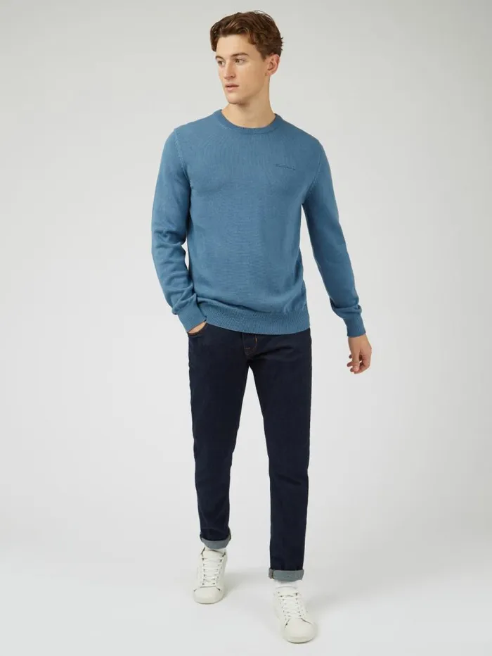 Men Ben Sherman Sweaters and Knits Signature Knit Crewneck 8211 Blue Shadow