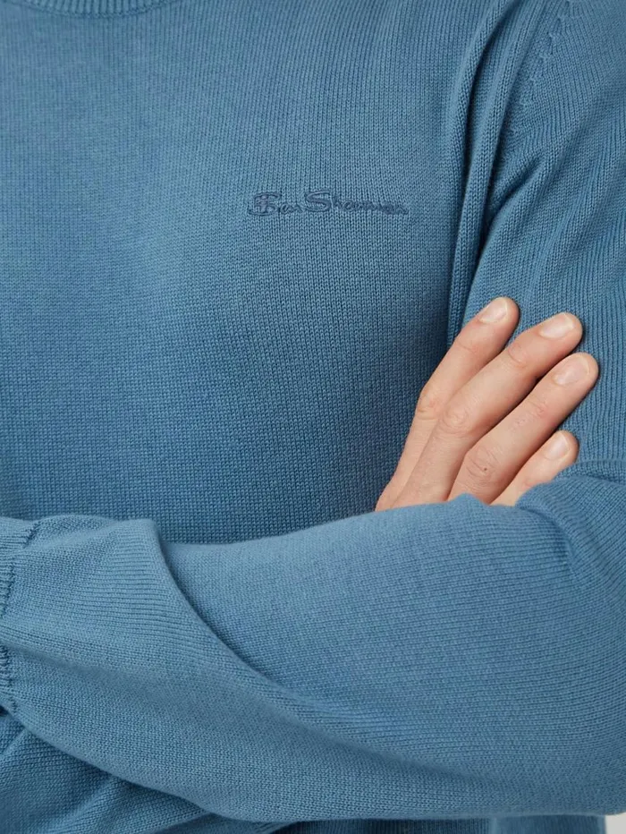 Men Ben Sherman Sweaters and Knits Signature Knit Crewneck 8211 Blue Shadow