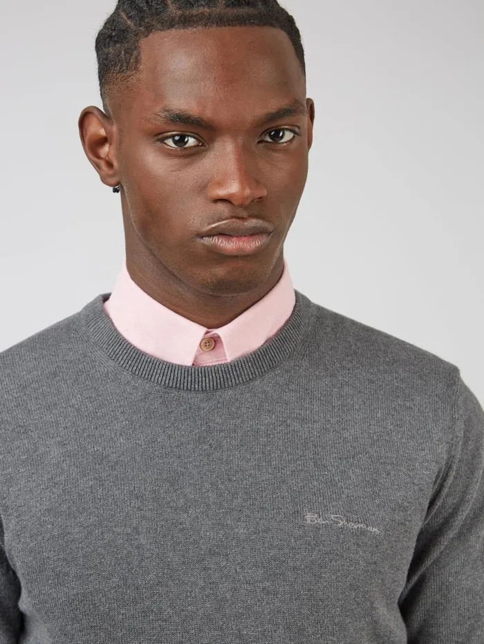 Men Ben Sherman Sweaters and Knits Signature Knit Crewneck Sweater 8211 Charcoal Men Ben Sherman Sweaters and Knits Signature Knit Crewneck Sweater 8211 Charcoal