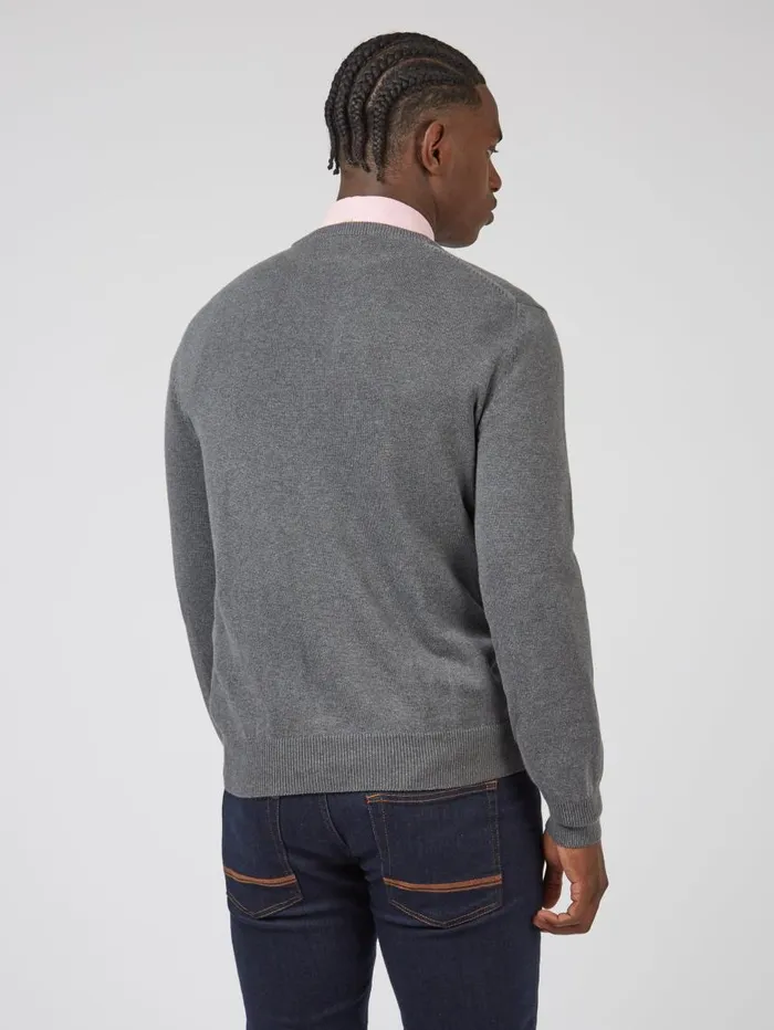 Men Ben Sherman Sweaters and Knits Signature Knit Crewneck Sweater 8211 Charcoal