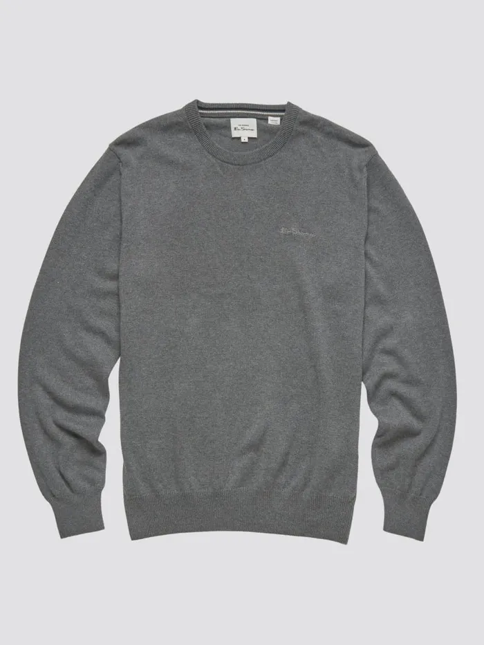 Men Ben Sherman Sweaters and Knits Signature Knit Crewneck Sweater 8211 Charcoal
