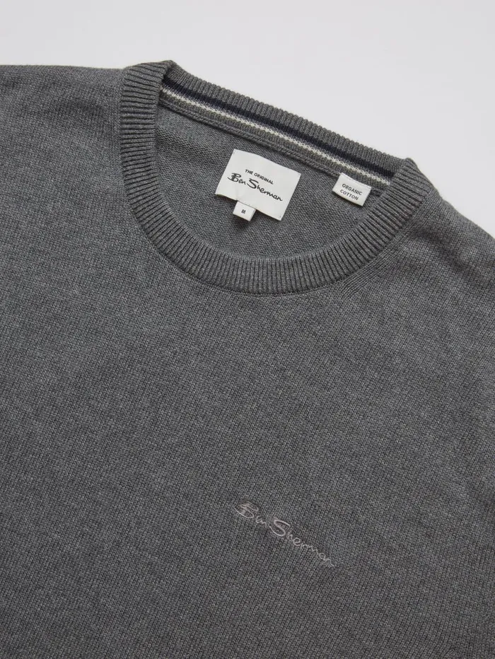 Men Ben Sherman Sweaters and Knits Signature Knit Crewneck Sweater 8211 Charcoal