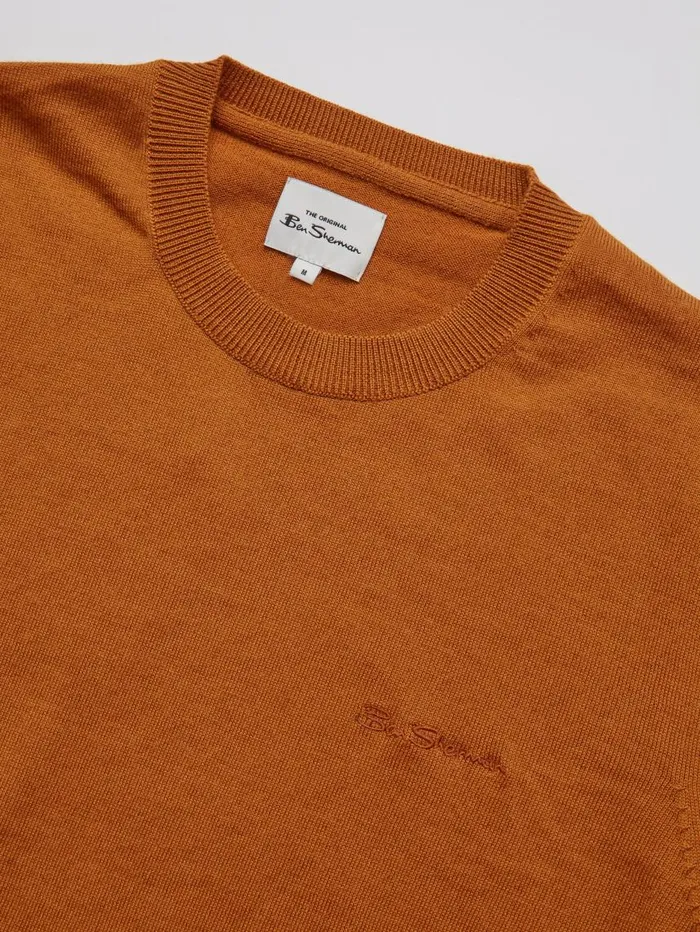 Men Ben Sherman Sweaters and Knits Signature Knit Crewneck Sweater 8211 Ochre Men Ben Sherman Sweaters and Knits Signature Knit Crewneck Sweater 8211 Ochre