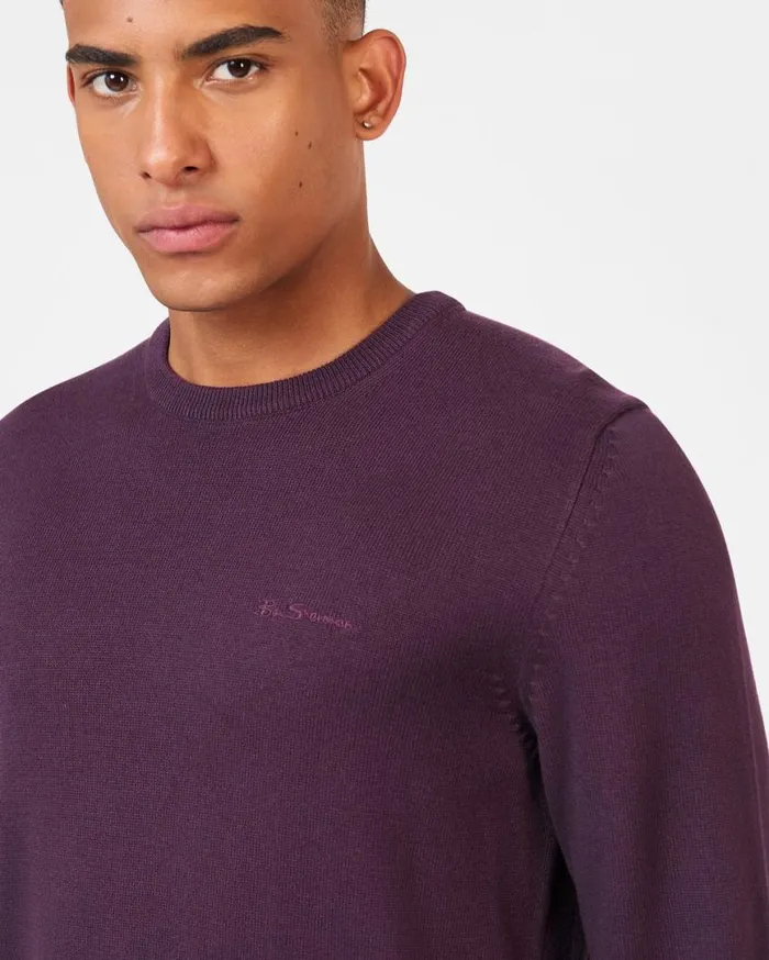 Men Ben Sherman Sweaters and Knits Signature Knitted Crewneck Sweater 8211 Plum Men Ben Sherman Sweaters and Knits Signature Knitted Crewneck Sweater 8211 Plum