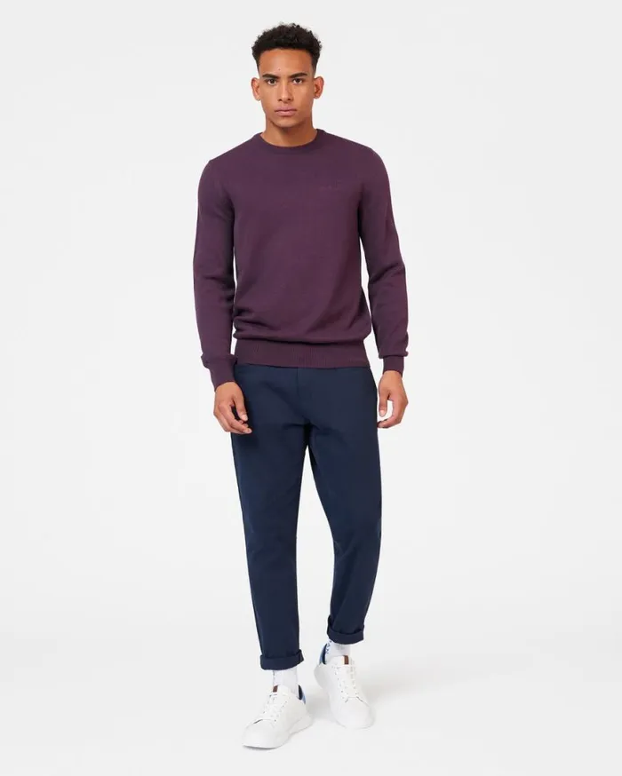 Men Ben Sherman Sweaters and Knits Signature Knitted Crewneck Sweater 8211 Plum Men Ben Sherman Sweaters and Knits Signature Knitted Crewneck Sweater 8211 Plum