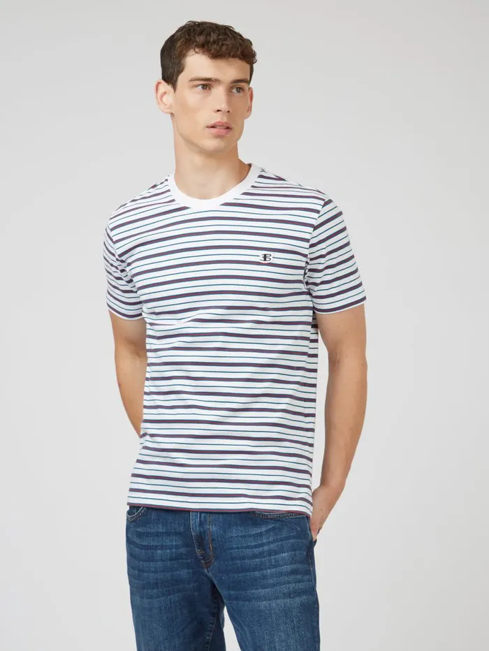 Men Ben Sherman TShirts and Graphic Tees B By Jersey Striped Tee 8211 White
