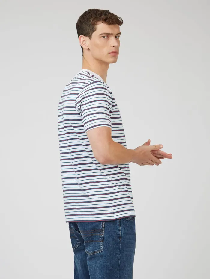 Men Ben Sherman TShirts and Graphic Tees B By Jersey Striped Tee 8211 White
