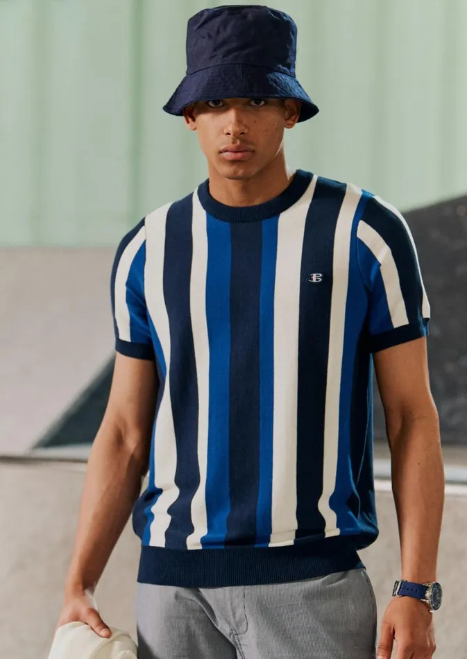 Men Ben Sherman TShirts and Graphic Tees B By Stripe Knit Tee Men Ben Sherman TShirts and Graphic Tees B By Stripe Knit Tee