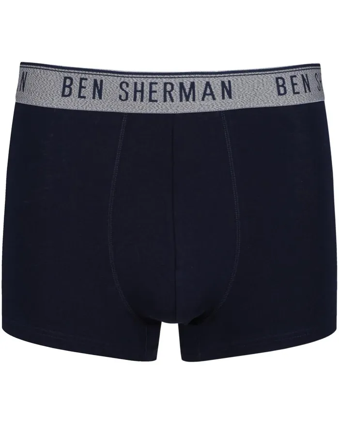 Men Ben Sherman Underwear Caleb 3Pack Fitted NoFly BoxerBriefs 8211 GreyPrintNavy