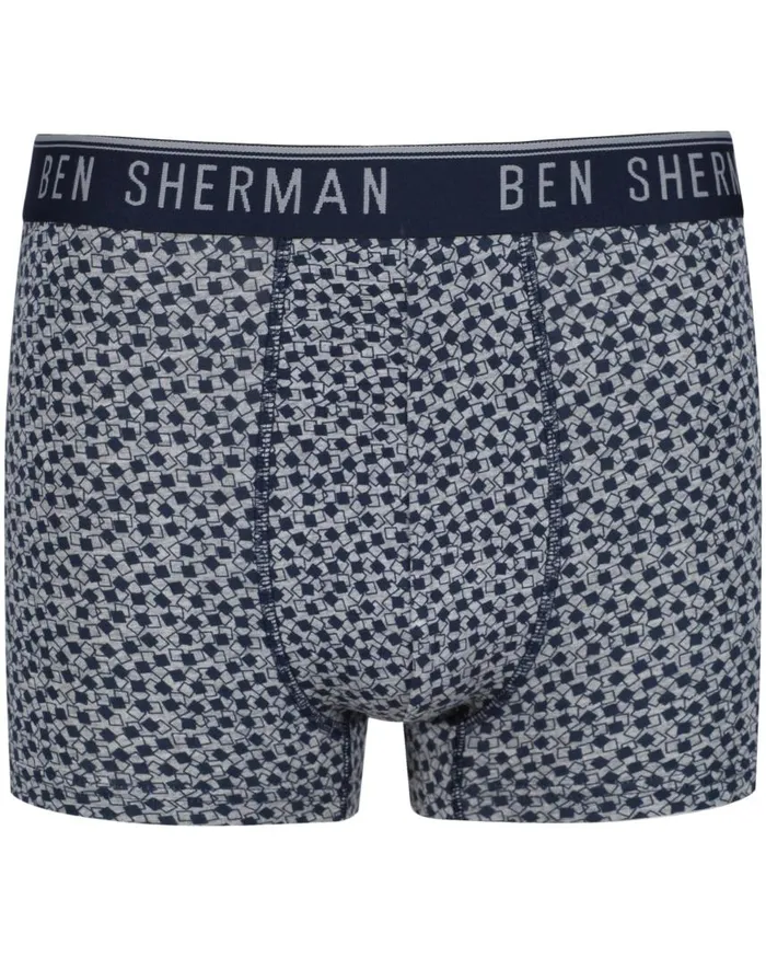 Men Ben Sherman Underwear Caleb 3Pack Fitted NoFly BoxerBriefs 8211 GreyPrintNavy