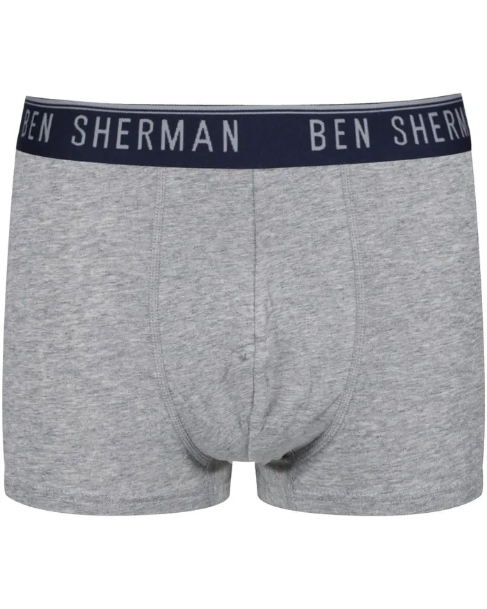Men Ben Sherman Underwear Caleb 3Pack Fitted NoFly BoxerBriefs 8211 GreyPrintNavy