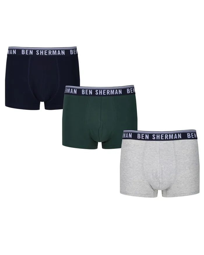 Men Ben Sherman Underwear Cullen 3Pack Fitted NoFly BoxerBriefs 8211 NavyGrey MarlGreen Men Ben Sherman Underwear Cullen 3Pack Fitted NoFly BoxerBriefs 8211 NavyGrey MarlGreen
