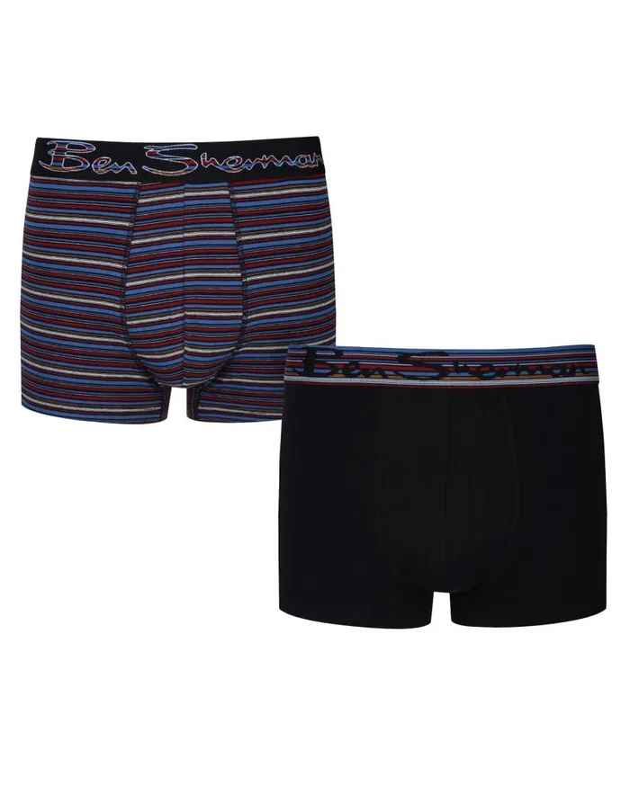 Men Ben Sherman Underwear Gib 2Pack Fitted NoFly BoxerBriefs 8211 BlackMulti Stripe Men Ben Sherman Underwear Gib 2Pack Fitted NoFly BoxerBriefs 8211 BlackMulti Stripe