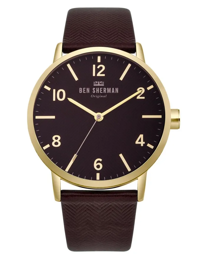 Men Ben Sherman Watches Big Portobello Herringbone Watch 8211 BlackMulberryRose Gold Men Ben Sherman Watches Big Portobello Herringbone Watch 8211 BlackMulberryRose Gold