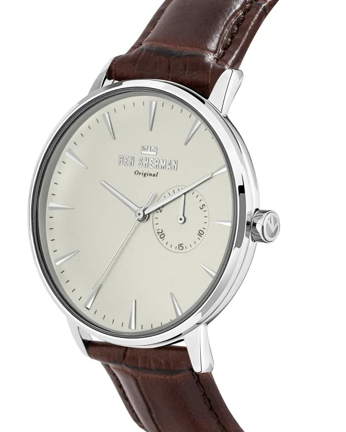 Men Ben Sherman Watches Portobello Professional Multi Watch 8211 BrownWhiteSilver