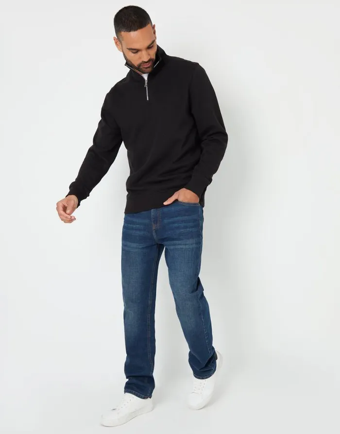 Men Black Pique Quarter Zip Funnel Neck Sweatshirt Threadbare Sweatshirts Men Black Pique Quarter Zip Funnel Neck Sweatshirt Threadbare Sweatshirts