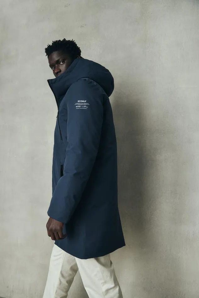 Men Blue Livorno Coat Ecoalf Coats And Jackets