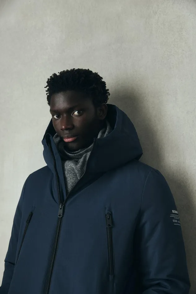 Men Blue Livorno Coat Ecoalf Coats And Jackets