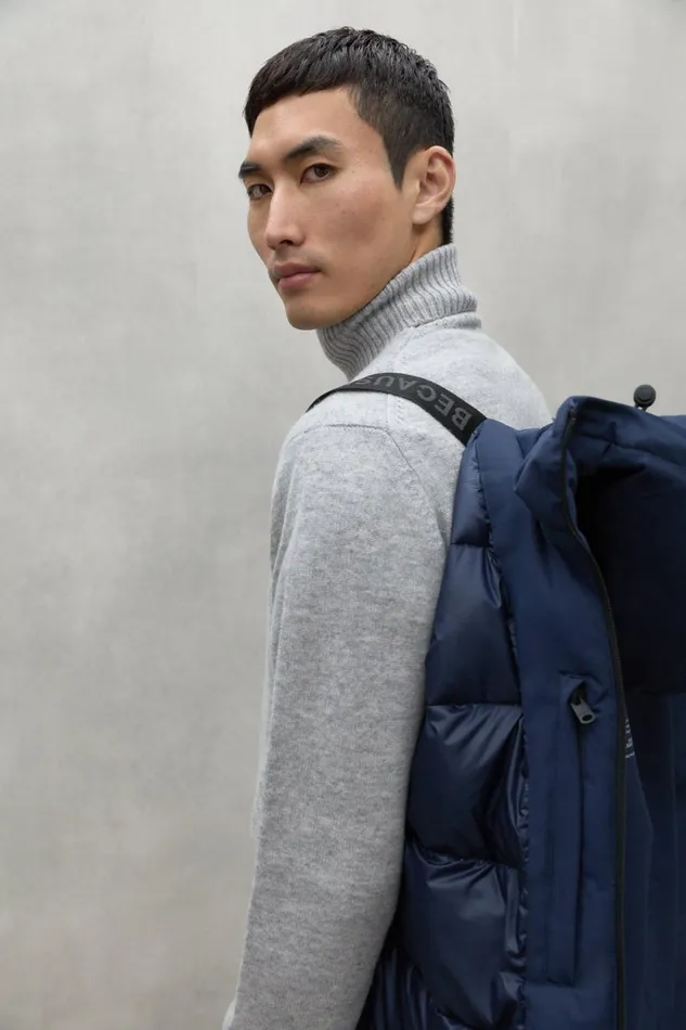 Men Blue Livorno Coat Ecoalf Coats And Jackets