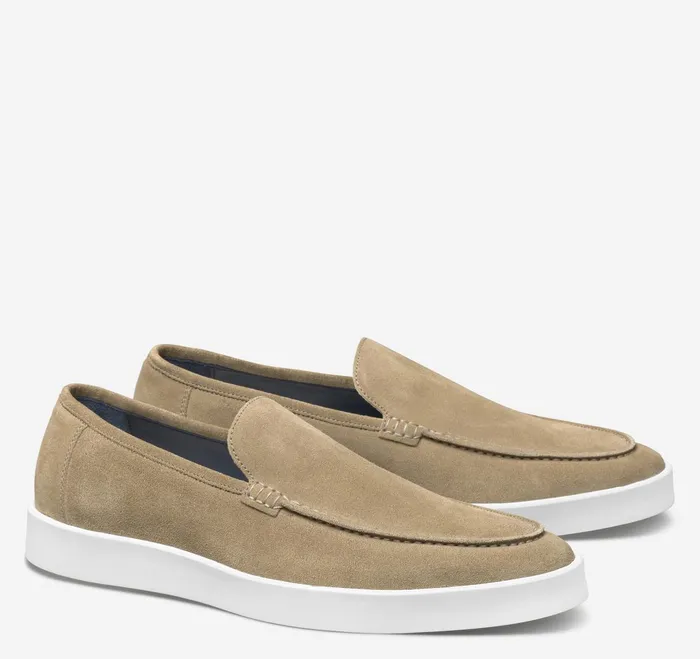 Men Bolivar Venetian Loafer Taupe Italian Suede JohnstonandMurphy SlipOns and Loafers