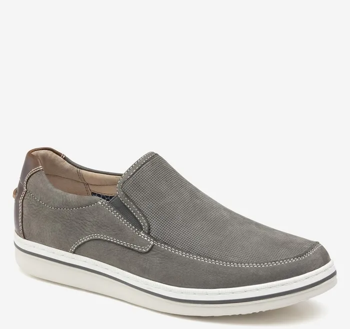 Men Bowling Moc Venetian Gray Embossed Tumbled Nubuck JohnstonandMurphy SlipOns and Loafers Men Bowling Moc Venetian Gray Embossed Tumbled Nubuck JohnstonandMurphy SlipOns and Loafers