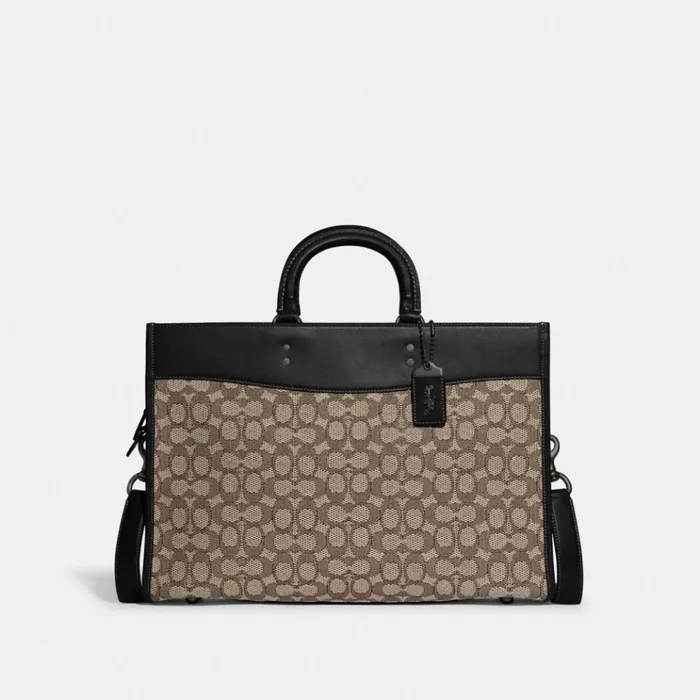 Men Briefcases Coach Rogue Brief In Signature Textile Jacquard Cocoablack