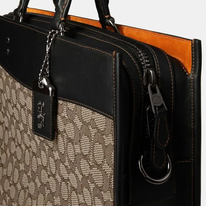 Men Briefcases Coach Rogue Brief In Signature Textile Jacquard Cocoablack