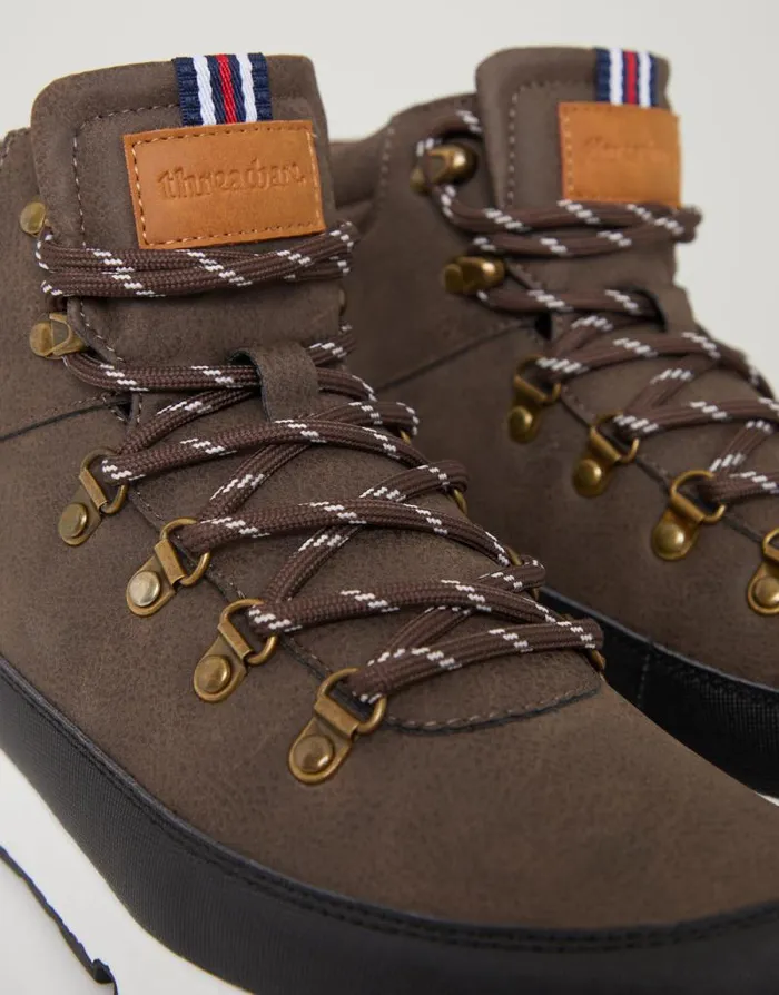 Men Brown Essential Hiker Boots Threadbare Boots Men Brown Essential Hiker Boots Threadbare Boots