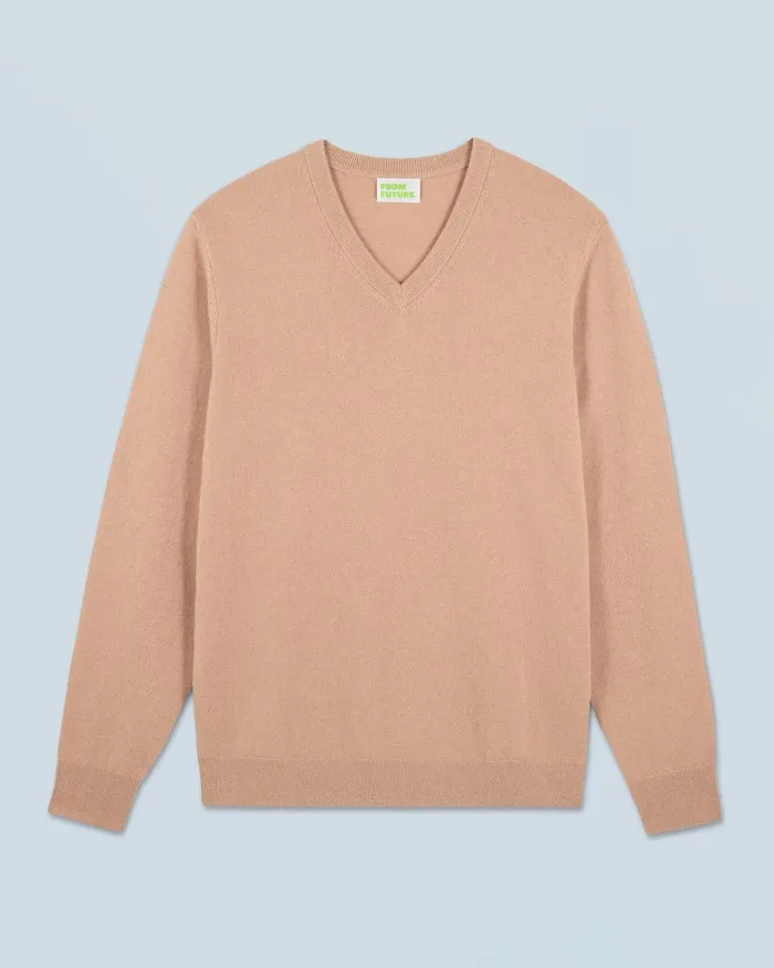 Men Cashmere Sweaters From Future Basic VNeck Sweater Camel