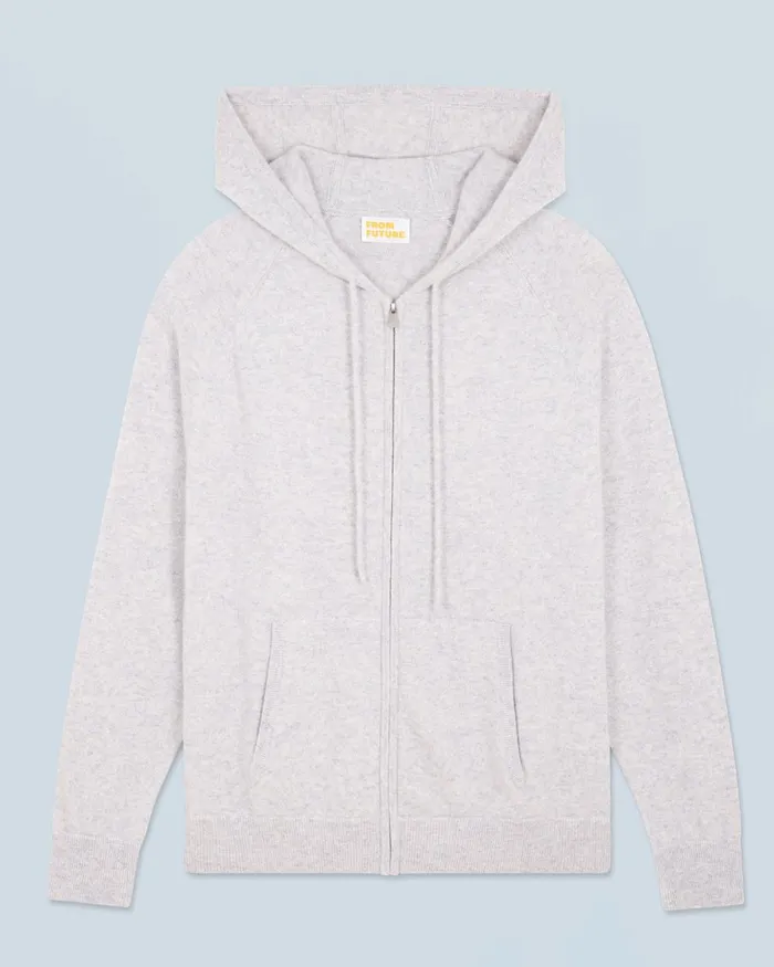 Men Cashmere Sweaters From Future Basic ZipUp Hoodie Light Heather Gray