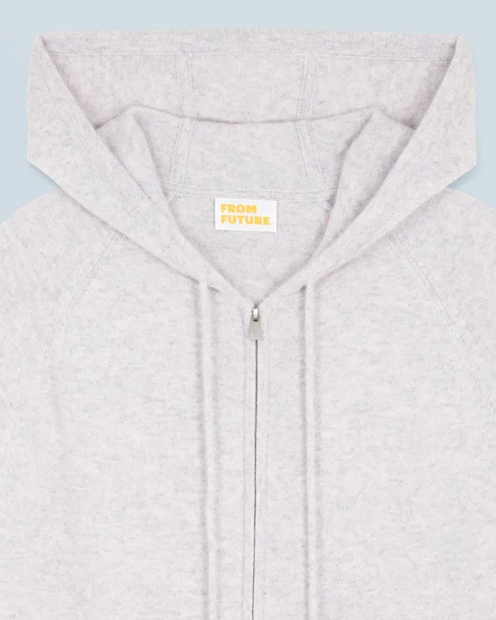 Men Cashmere Sweaters From Future Basic ZipUp Hoodie Light Heather Gray