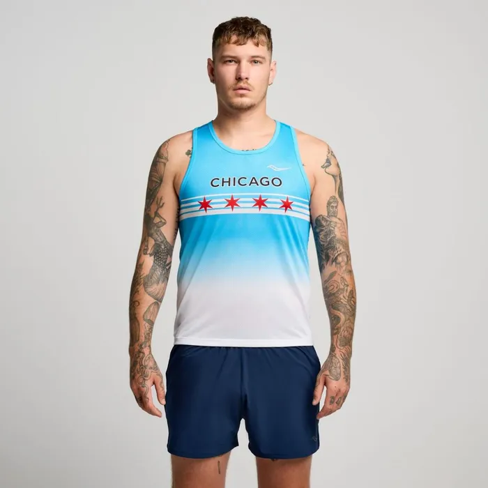 Men Chicago Stopwatch Graphic Singlet Chicago 2024 Saucony Tops