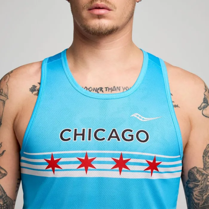 Men Chicago Stopwatch Graphic Singlet Chicago 2024 Saucony Tops