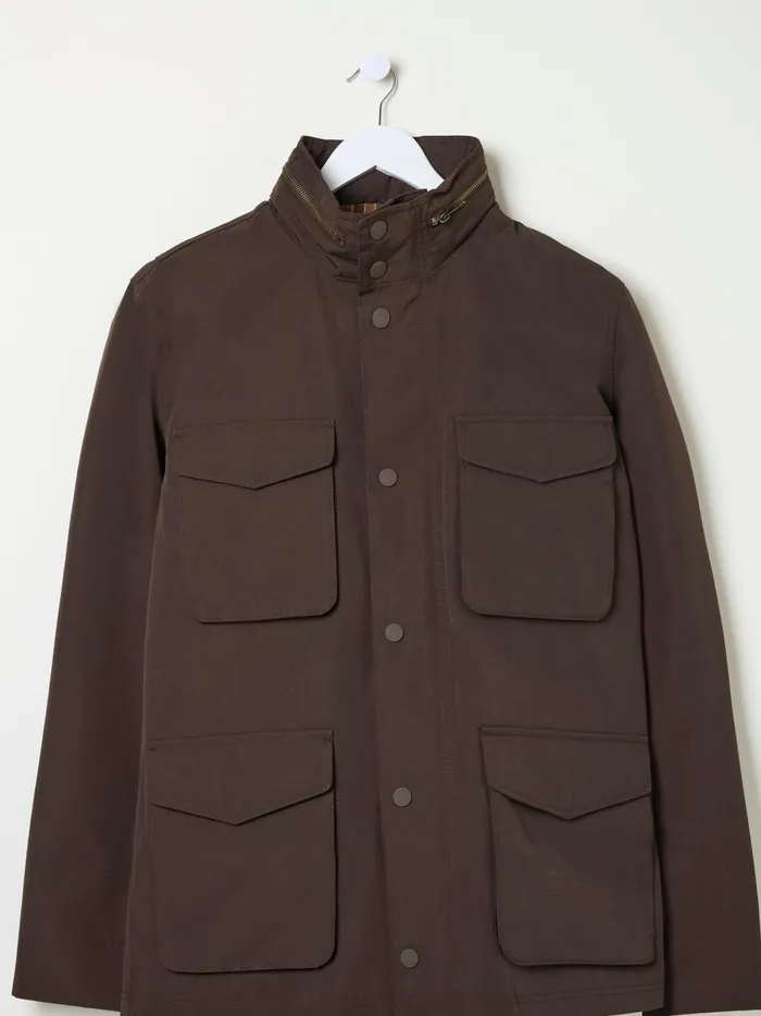 Men Coats and Jackets Fat Face Truro Dark Brown Waterproof Jacket
