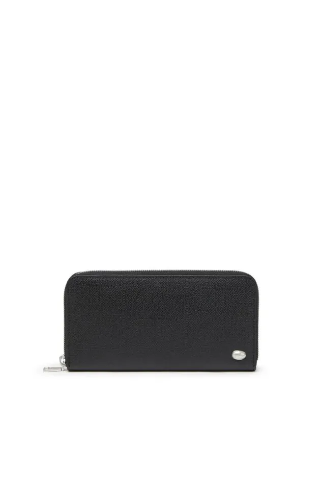 Men Continental Zip L Black Diesel Wallets