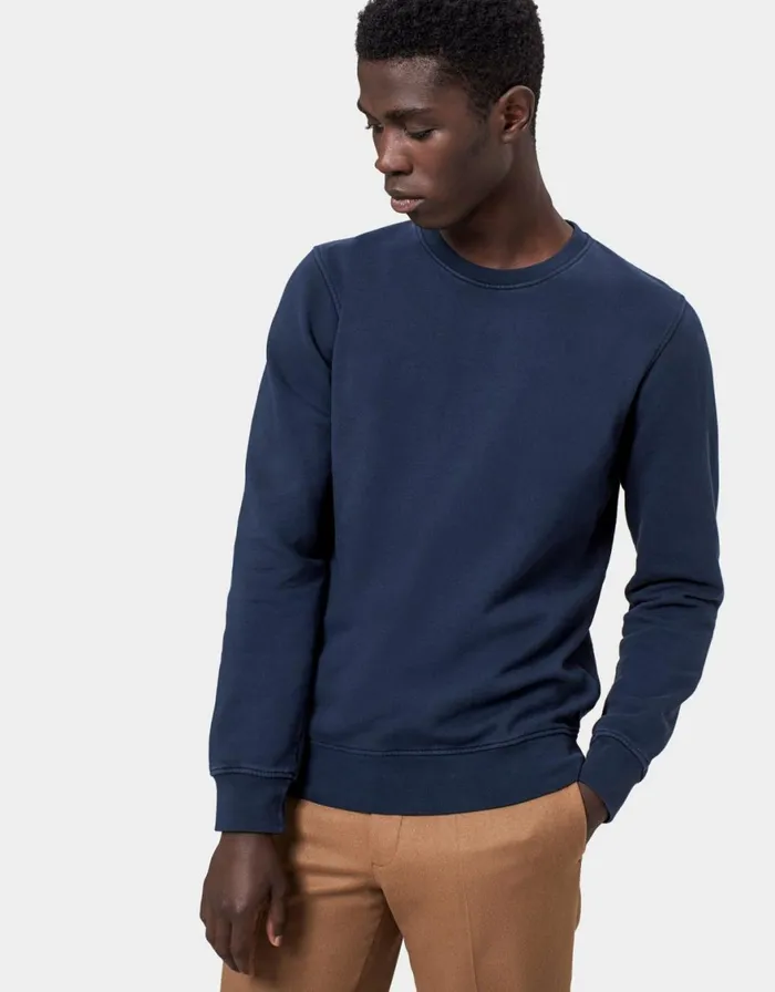 Men Crewneck Sweatshirts Colorful Standard Classic Organic Crew Navy Blue