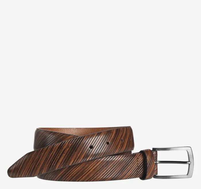 Men DiagonalEtched Belt Tan JohnstonandMurphy Belts